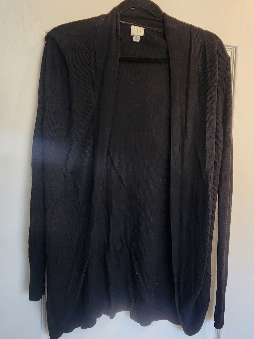 a new day Black Open-Front Women's Cardigan L Euc